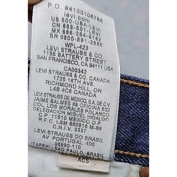 Levis Mens 501 48x34 (36x32) Jeans Straight Button High Cotton Blue Distressed - Picture 11 of 16